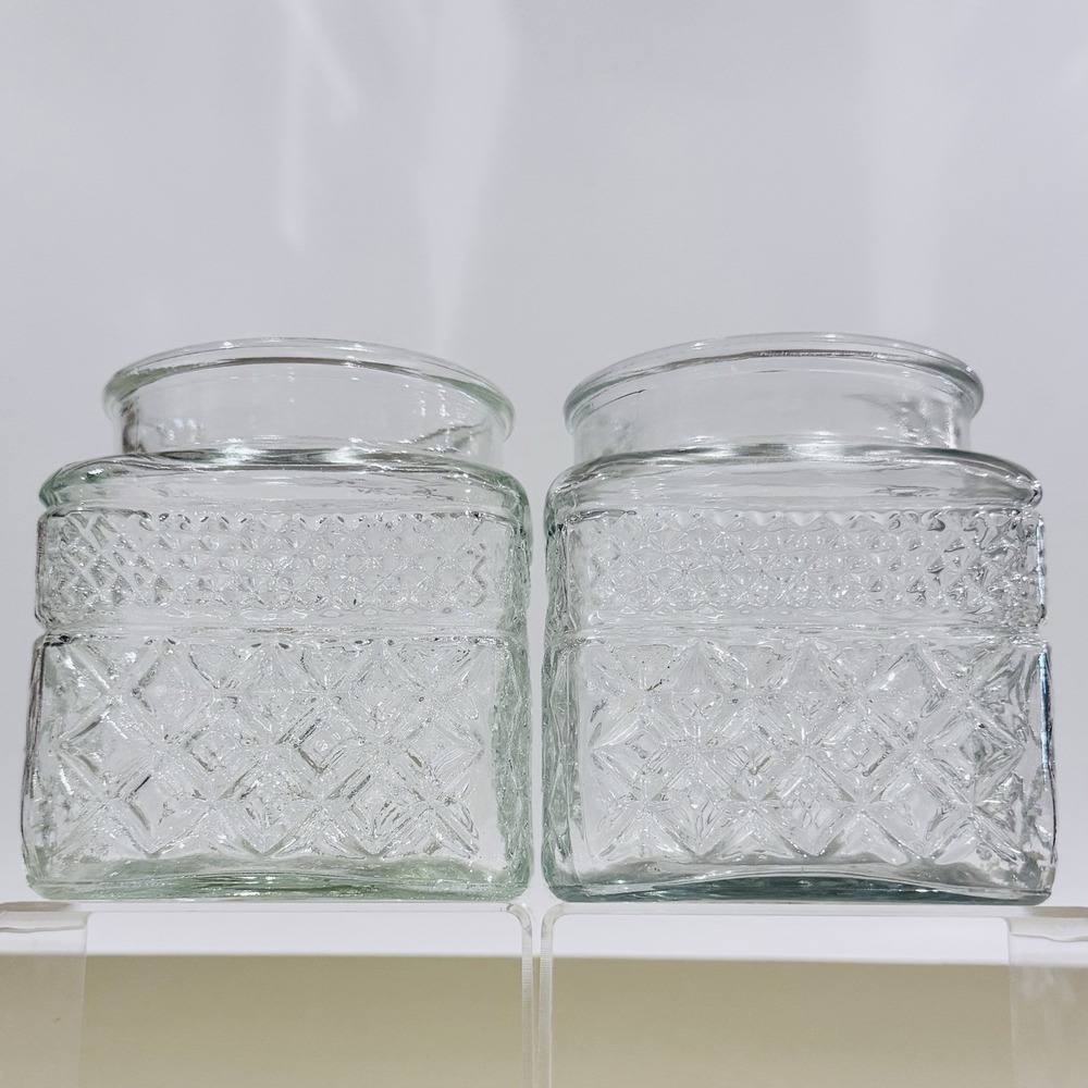 (2) Vintage Anchor Hocking Wexford Pattern Clear Glass Canister Jar - No Lids - Picture 1 of 6